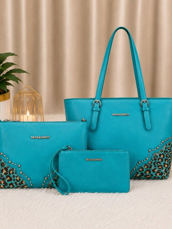 Montana West Handbags - 3PC Montana West Tote Set | Turquoise | NWT